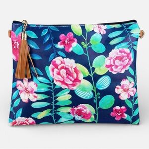 NWT Summer Garden Floral Crossbody Clutch | Tassel Zip Wristlet Bag